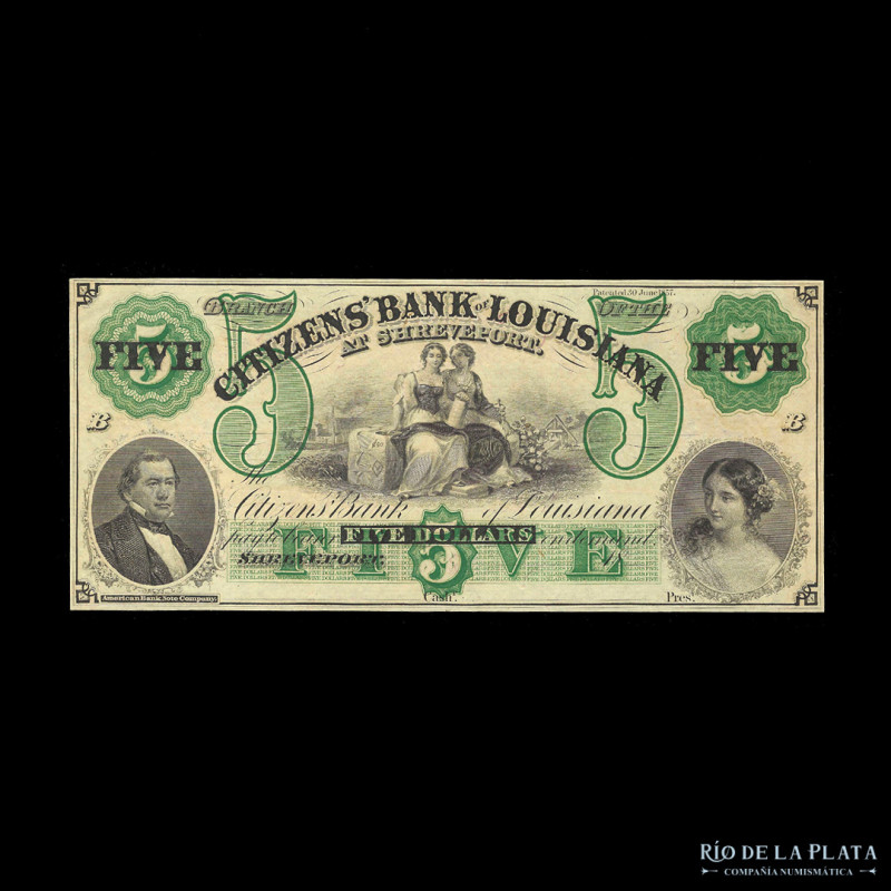 USA. Citizens Bank of Louisiana. 5 Dollar 1860 (UNC)

USD 50 - 100

Nota: Al...