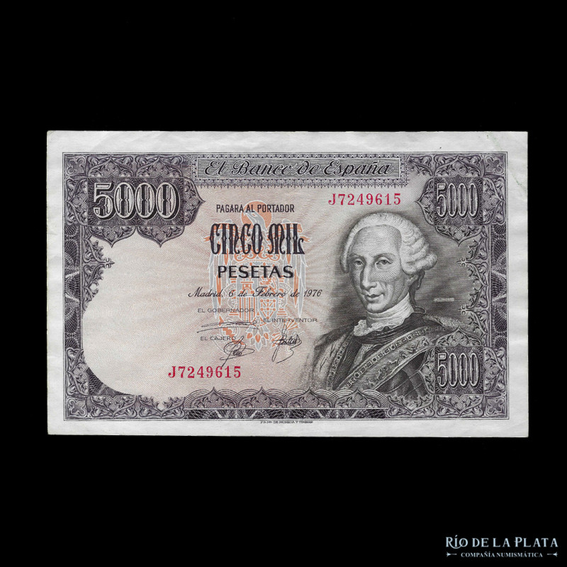 España. 5000 Pesetas 1976. Pick 155 (XF) Marca leve de doblado

USD 50 - 100
...