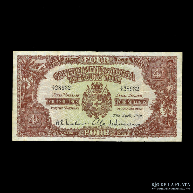 Tonga (Government of Tonga) 4 Shillings 1942. Pick 9a (VF)

USD 100 - 150

N...