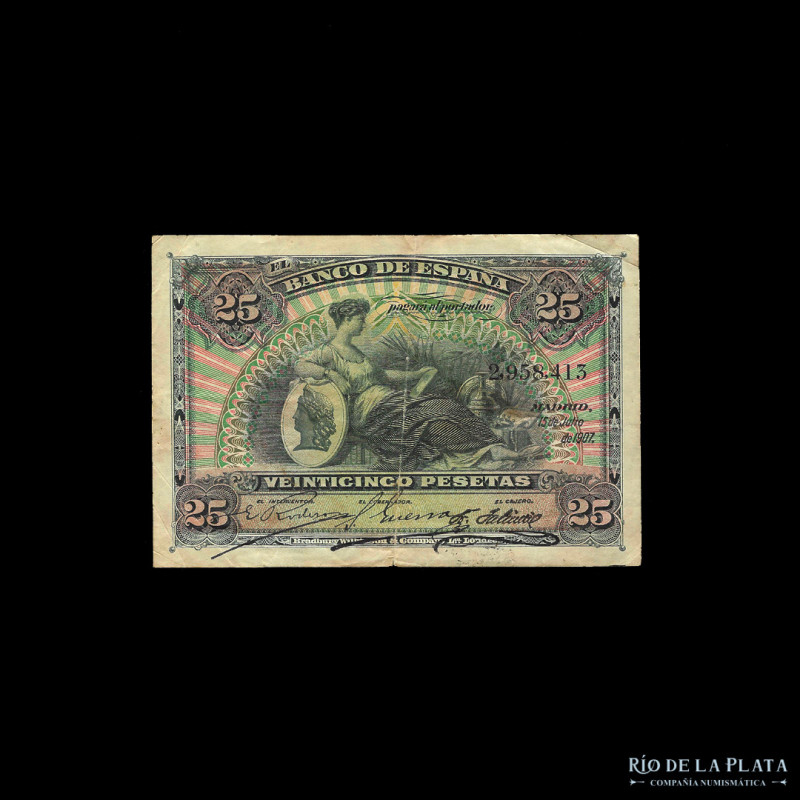 España. 25 Pesetas 1907. Pick 62a (F)

USD 50 - 100

Nota: Al precio de mart...