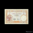 French Polinesia (Tahiti) 5 Francs ND1927. Pick 11b