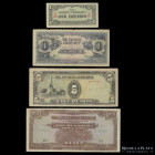 Malasia y Filipinas. Ocup Japonesa. Lote x 4 billetes 1941-1945