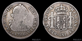 Santiago. Carlos III. 2 Reales 1786 DA. Fecha limpia. KM30