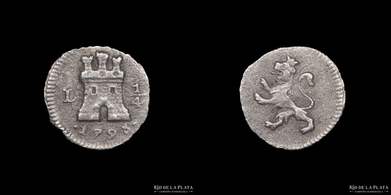 Lima (Perú) Carlos IV (1788-1808) 1/4 Real 1798 L. Plata 896; 11.0mm; 0.75g. KM1...