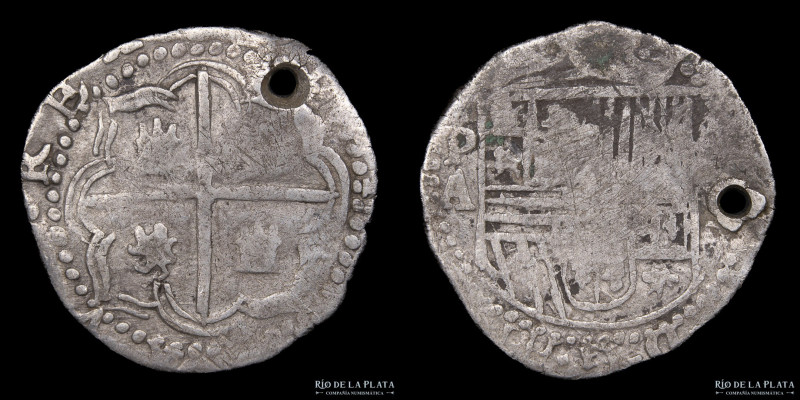 Potosí. Felipe II (1574-1598) 1 Real 1586-1589 A (Juan Alvarez Reynantes). Plata...