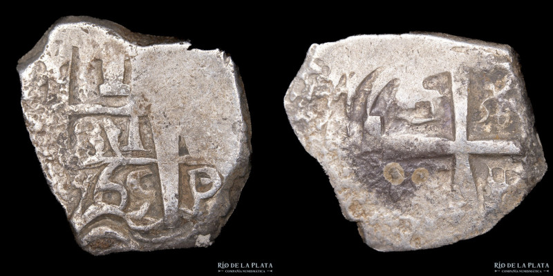 Potosí. Felipe IV (1621-1665) 1 Real 1665 E (Antonio de Ergueta). Macuquina. Pla...