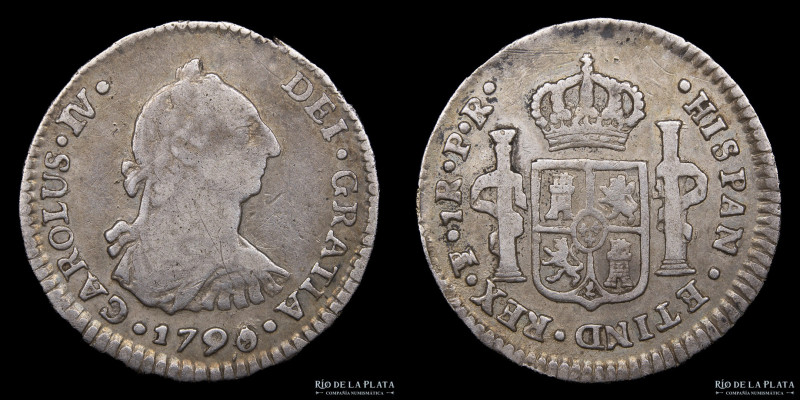 Potosí. Carlos IV (1759-1788) 1 Real 1790/89 PR. Plata 896; 21.0mm; 3.25g. KM70;...