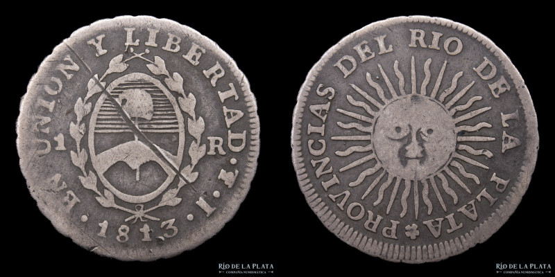 Argentina. Provincias Unidas del Río de la Plata 1 Real 1813 J (José Antonio de ...