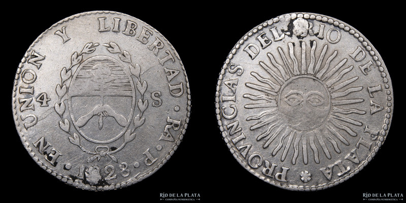 Argentina. Provincia de La Rioja. 4 Soles 1828 RA P (Manuel Piñeyro). Plata 875;...