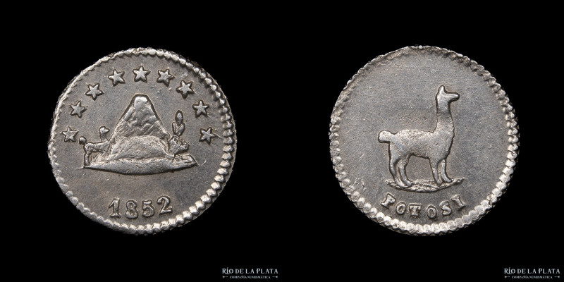 Bolivia. 1/4 Sol 1852. Llama chica. Plata 903; 12.5mm; 0.89g. KM111 (XF)

USD ...