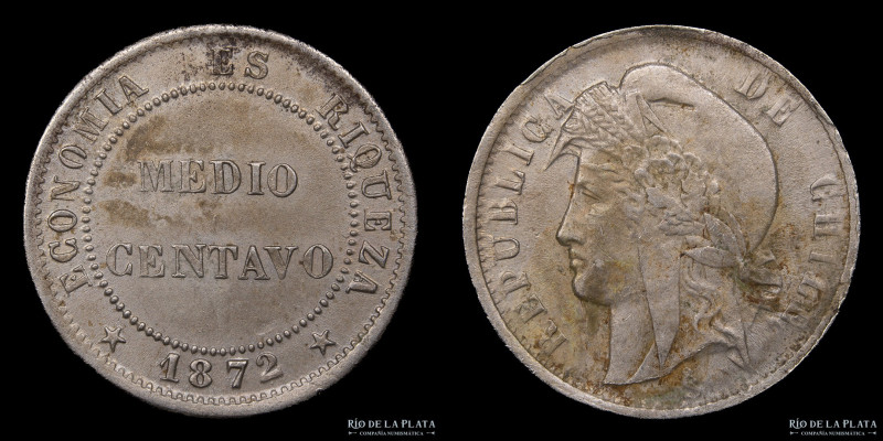 Chile. 1/2 Centavo 1872. Cuproníquel; 19mm; 3g. KM 148 (VF+)

USD 20 - 40

N...