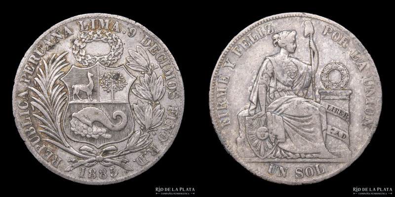 Perú. 1 Sol 1885 RD. Plata 900; 37.0mm; 24.54g. KM196.22 (F+)

USD 25 - 50

...