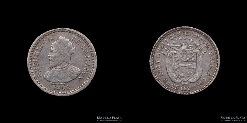 Panamá. 2 1/2 Centésimos 1904 "Panama Pill". Plata 900; 10.0mm; 1.24g. KM 1 (VF+...