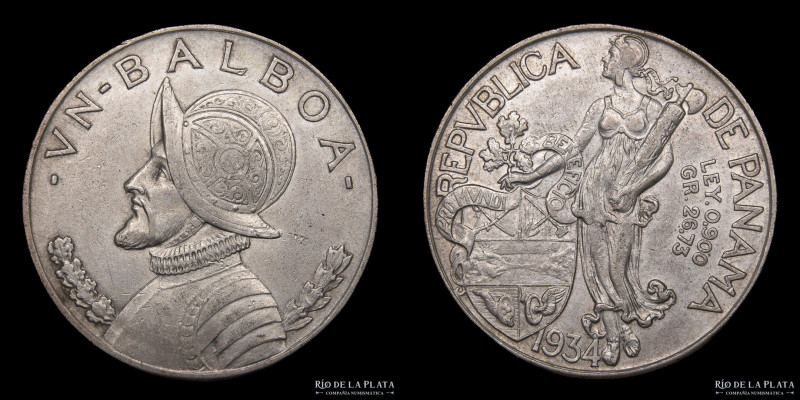 Panamá. 1 Balboa 1934. Plata 900; 38.1mm; 26.73g. KM13 (XF)

USD 25 - 50

No...