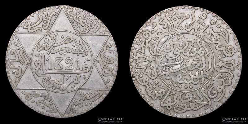 Marruecos. Abd al-Azi. 1/4 Rial / 2 1/2 Dirhams 1321 (1903). Berlin Mint. Plata ...