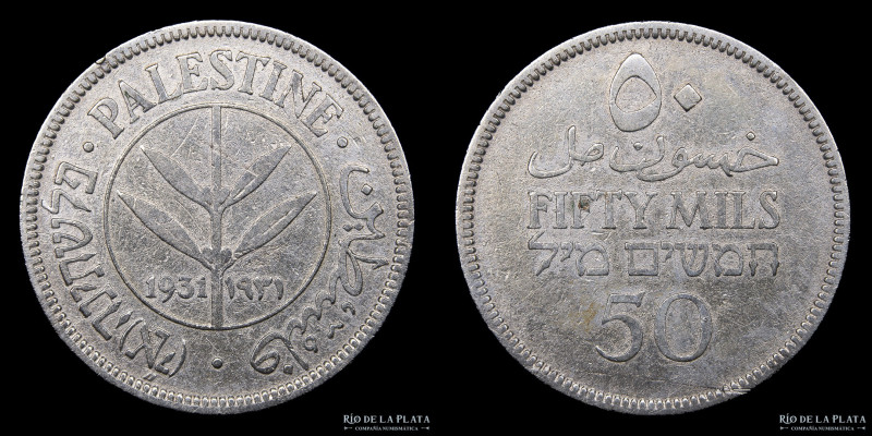 Palestina. Mandato Británico (1920-1948) 50 Mils 1931. Plata 720; 23.5mm; 5.71g....