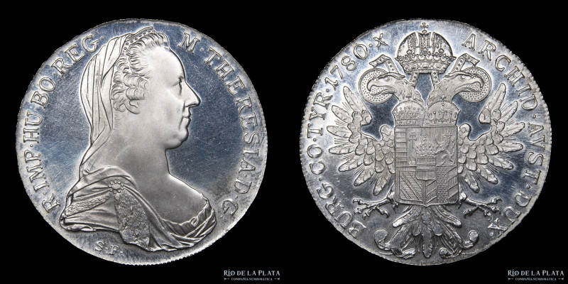 Austria.Maria Theresa. 1 Thaler 1780X SF. Restrike (1853-1890) Plata 833; 41mm, ...