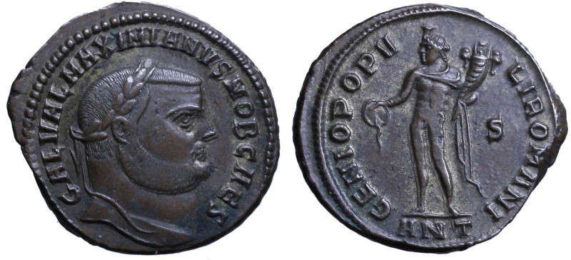 GALERIO MASSIMIANO (299-300) Follis per Antiochia. Testa laur. a ds. R/ Genius P...