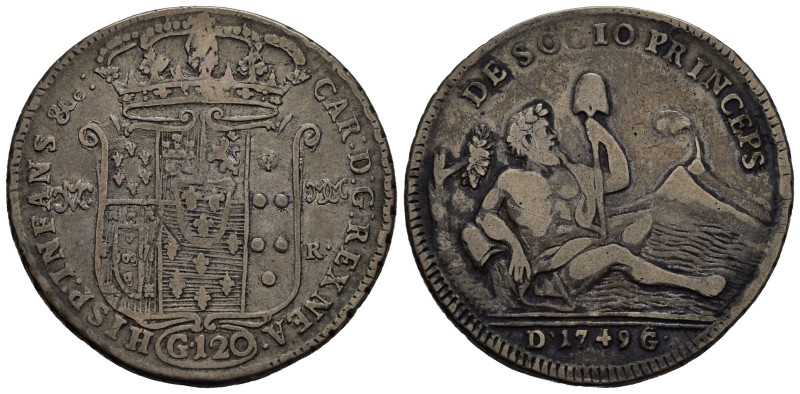 NAPOLI. Carlo di Borbone (1734-1759). Piastra da 120 grana 1749. Ag (25,01 g). D...