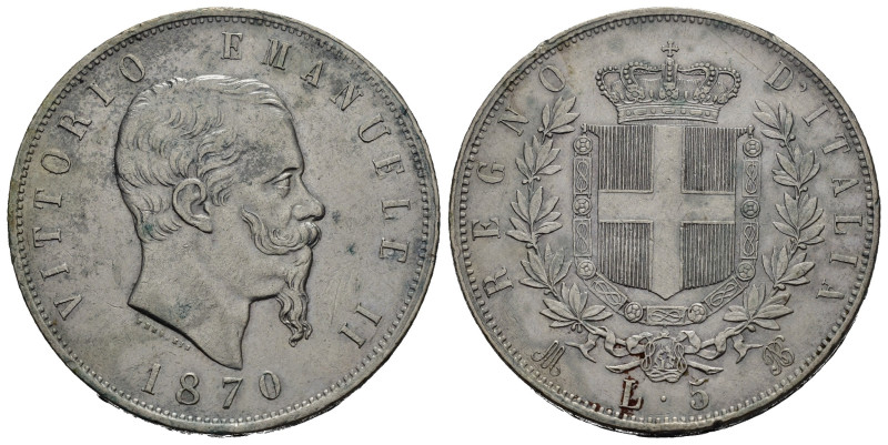 Regno d'Italia. Vittorio Emanuele II (1861-1878). 5 Lire 1870 M Milano. Ag. Gig....