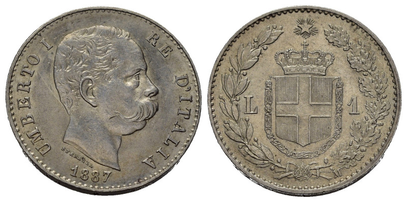 Regno d'Italia. Umberto I (1878-1900). 1 Lira 1887. Ag. Gig. 38. SPL+/qFDC