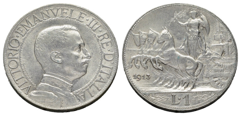 Regno d'Italia. Vittorio Emanuele III (1900-1943). 1 Lira 1913 "Quadriga Veloce"...