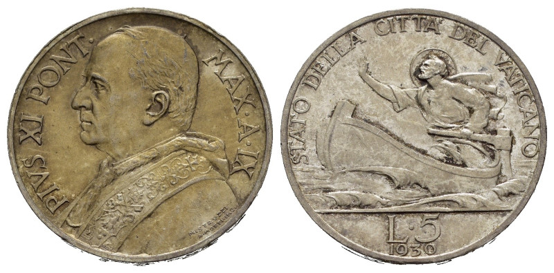 VATICANO. Pio XI (1929-1938) 5 lire 1930. Ag. qFDC