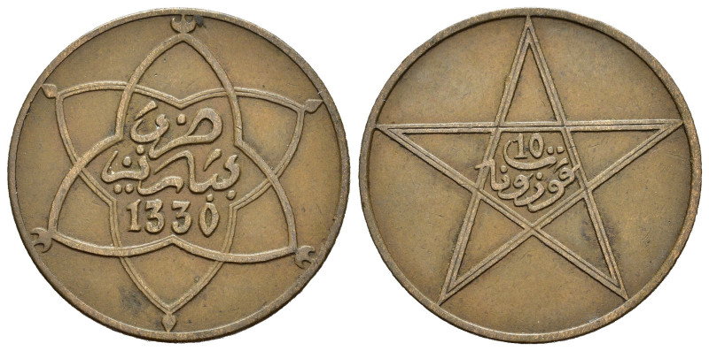 MAROCCO. Yusuf (1912-1927). 10 Mazunas AH 1330. Cu. BB