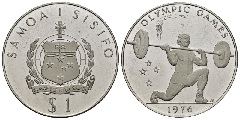 SAMOA. 1 Dollaro 1976 "Olympic Games". Ag. Impronte. Proof