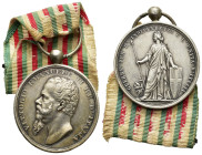 MEDAGLIE ITALIANE – REGNO D’ITALIA - VITTORIO EMANUELE II (1861-1818) – INDIPENDENZA E UNITA’ D’ITALIA. Medaglia con attacco a pallina e anello emessa...