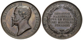 Medaglie Italiane. Regno d'Italia. Vittorio Emanuele II. Medaglia Istituto Nazionale per le figlie dei militari Italiani. AE (33,62 g - 43,65 mm). qFD...