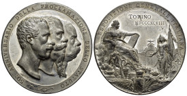 MEDAGLIE ITALIANE – REGNO D’ITALIA – UMBERTO I (1878-1900) – 50^ STATUTO- RARA. Medaglia non portativa emessa il 4 marzo 1898 per ricordare il cinquan...