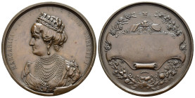 Medaglie Italiane. Regno d'Italia. Umberto I. Margherita di Savoia. Medaglia premio senza data (ca. 1890). AE 50,5 mm - 72.50 g. Opus Thermignon. Rara...