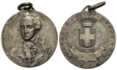 MEDAGLIE ITALIANE – REGNO D’ITALIA- VITTORIO EMANUELE III (1900-1945) – ASTI – VITTORIO ALFIERI. Medaglia, portativa con appiccagnolo ed anello, di ti...