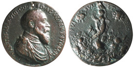 MESOCCO. Gia Francesco Trivulzio marchese di Vigevano (1526-1549) Medaglia fusa 1548-9. (Opus: Pier Paolo Galeotti) (mm. 58) IO FRAN TRI MAR VIG CO MV...