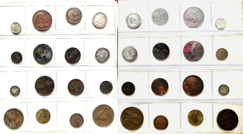 Monete mondiali. GRAN BRETAGNA. Lotto di 16 monete. 1/2 penny 1799, 1874, 1900, ...