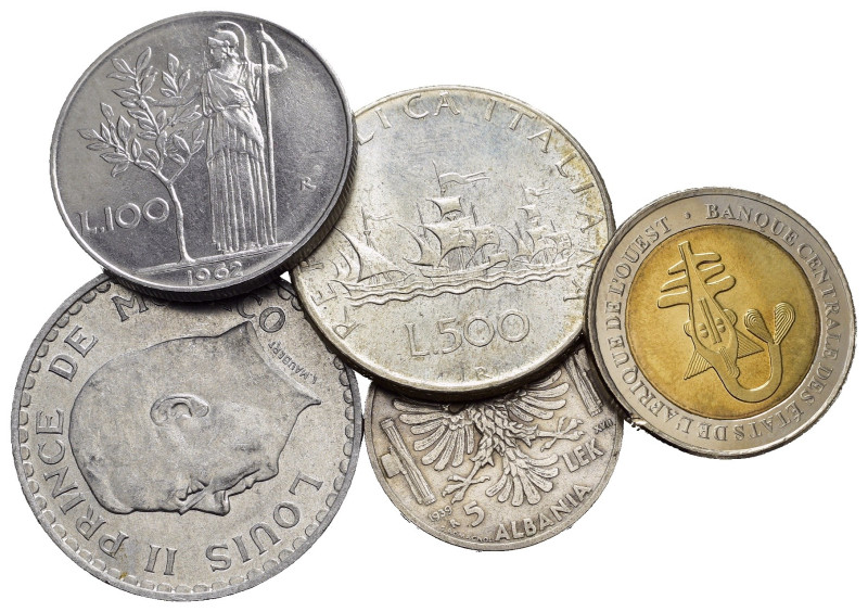 Lotto di 5 monete incluse 100 lire 1962 alta conservazione, 500 lire 1961 argent...