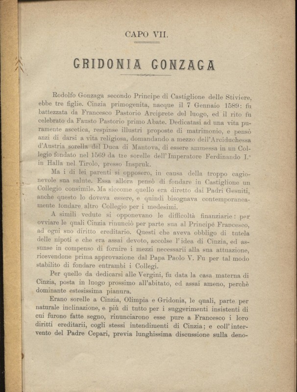 AGOSTINI A. - Cap. VII. Gridonia Gonzaga \ Cap. VIII. Ferdinando I ( 1636 - 1669...