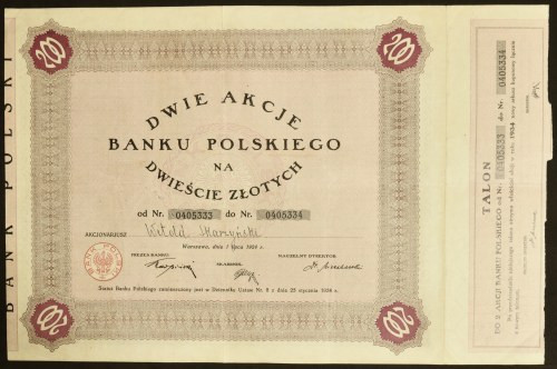 Bank Polski S.A., 2 x 100 zł (200 zł) 1924 - RZADKOŚĆ Bank emisyjny Państwa, zał...