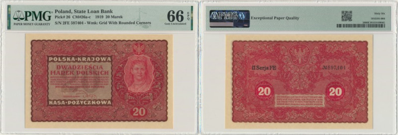 20 marek 1919 - II Serja FE - PMG 66 EPQ Numerator typu '3' według katalogu Cz. ...