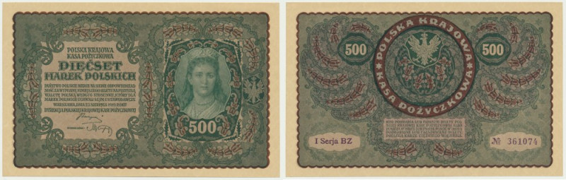 500 marek 1919 - I Serja BZ - Wariant z numeratorem typu '7' wg katalogu Cz. Mił...