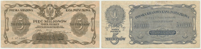 5 milionów marek 1923 - A - &nbsp; Wysoki, poszukiwany nominał inflacyjny. Pierw...