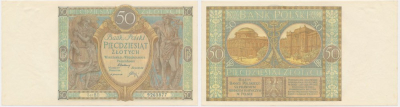 50 złotych 1929 - Ser. B.D. - rzadsza odmiana z kropką Zdecydowanie rzadsza odmi...