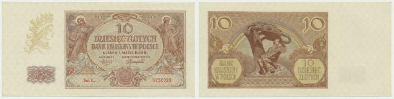 10 złotych 1940 - L. - Niedoskonałości w obrębie rogów, ale bez wpływu na pole z...