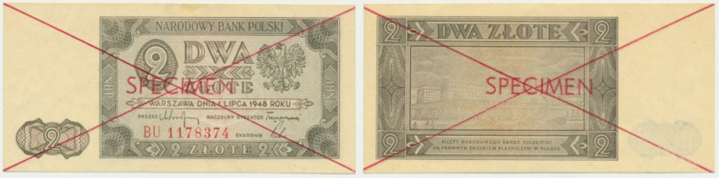 2 złote 1948 - SPECIMEN - BU 117... - Rzadka odmiana wzoru w ramach prezentowane...