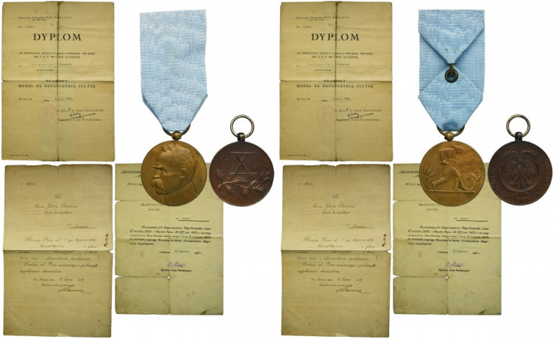 Set of medals with diplomas of Józef Owczarek A set of decorations with awards f...