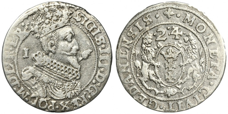 Sigismund III Vasa, 1/4 Thaler Danzig 1624/3 - PR: Variety with ending of the ob...