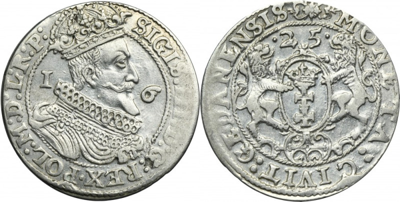 Sigismund III Vasa, 1/4 Thaler Danzig 1625 - P: Variety with beginning of the ob...