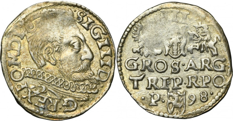 Sigismund III Vasa, 3 Groschen Posen 1598 Variety with letter P on the left side...