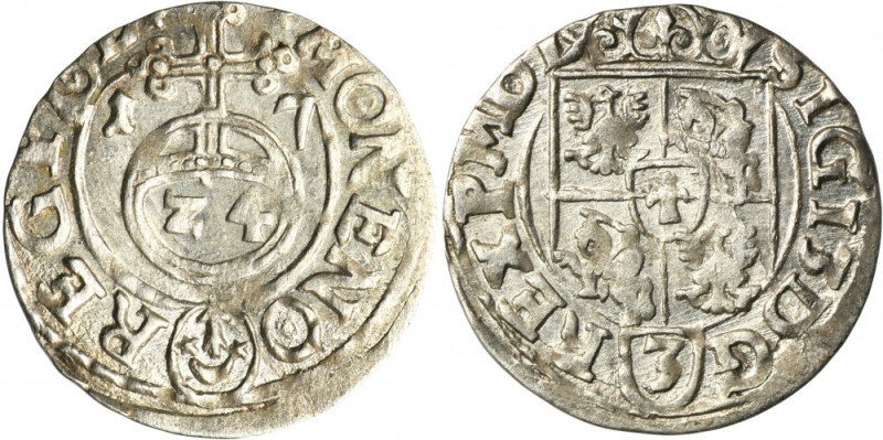 Sigismund III Vasa, 3 Polker Bromberg 1617 Variety with the Sas coat of arms in ...